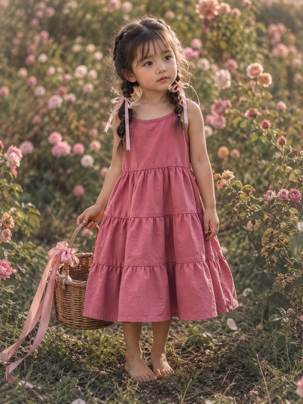 New Darling Dusty Rose Minimalist Gauzy Muslin Dress 4T